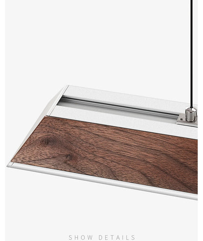 Wooden Pendant Light LED Large Wide Surface Alloy Pendant Lamp Long Strip Lighting Trapezoidal Design for Bar Kitchen Diningroom