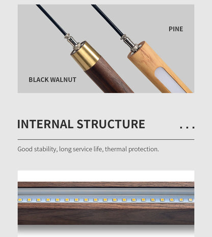 Nordic Style Led Long Strip Solid Wood Pendant Lights Bedroom Bedside Hanging Lamp Fashion Design Living Room Ceiling Lights