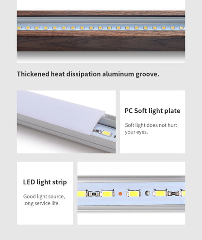 220cm Extended Luxury Modern LED Solid Wood Pendant Lights Long Strip Hang lamp Dining Room Nordic Black Walnut Pendant Lamps