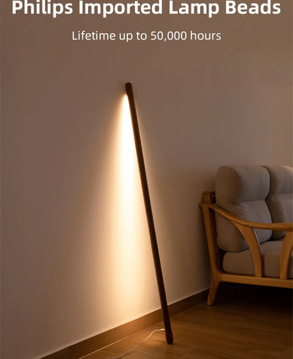 Nordic Black Walnut European Ash Stay Against Wall Floor Lamp Design Bedroom Bedside Living Room Sofa LED Atmosphere Lamp