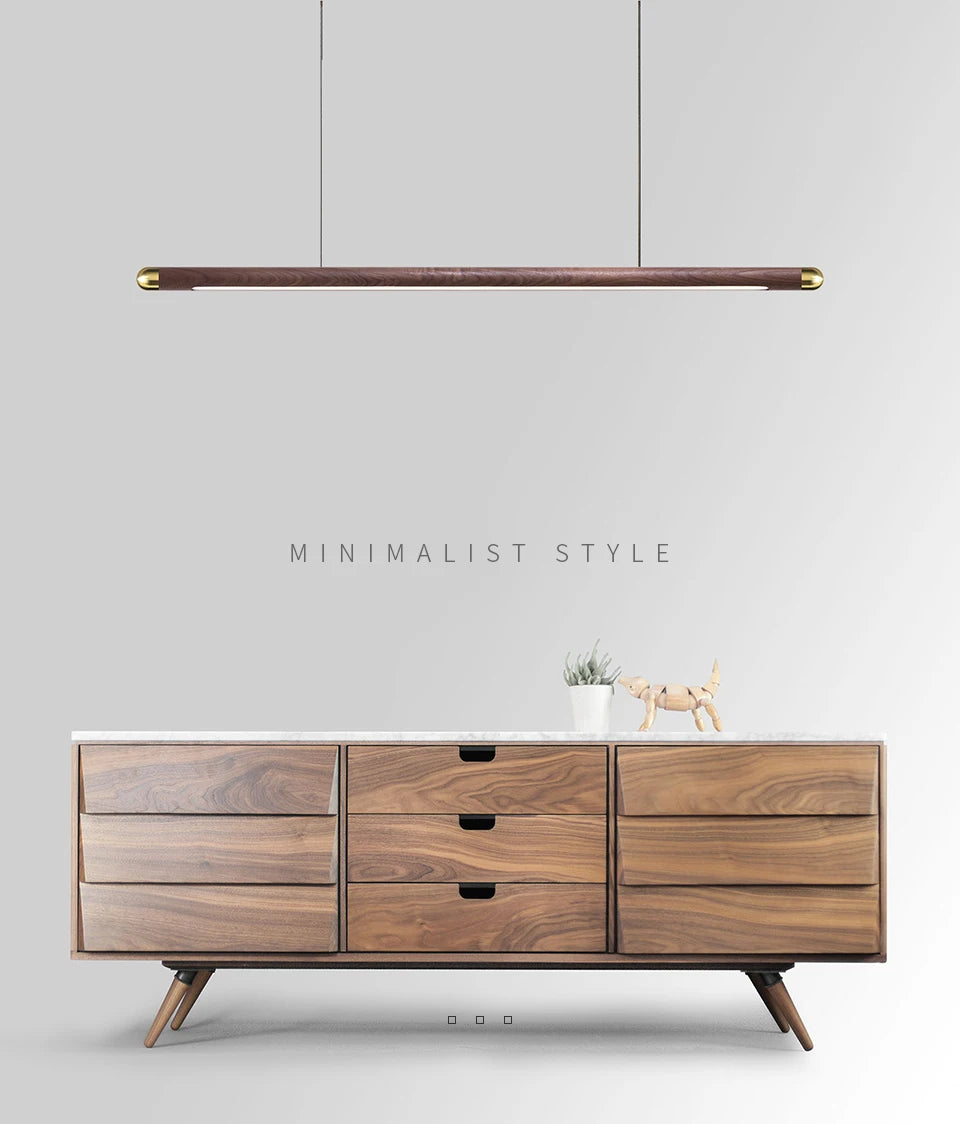 Modern Copper Circular Corner Design Pendant Lights Restaurant Office Dining Room Nordic Style Black Walnut LED Pendant Lamps