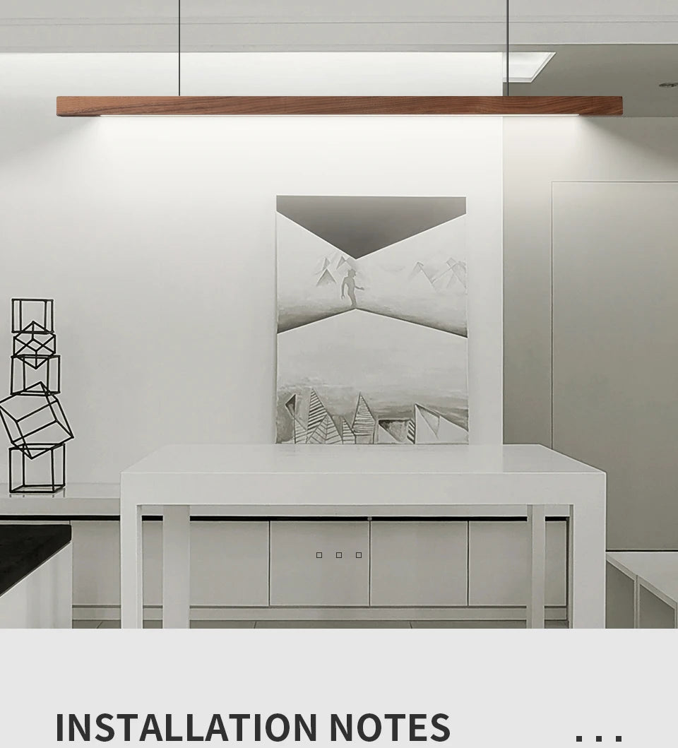 Nordic Wood Pendant Lights LED Modern Hanging Lamps for Dining Living Room Kitchen Office Shop Long Strip Celling Lamp