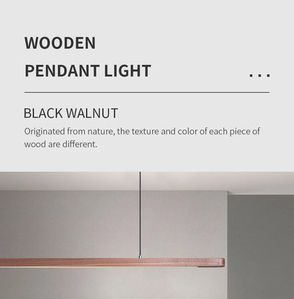 Nordic Wood LED Pendant Lights Modern Oval Long Strip Ceiling Lamp for Restaurant Bar Office Kitchen Dining Living Room