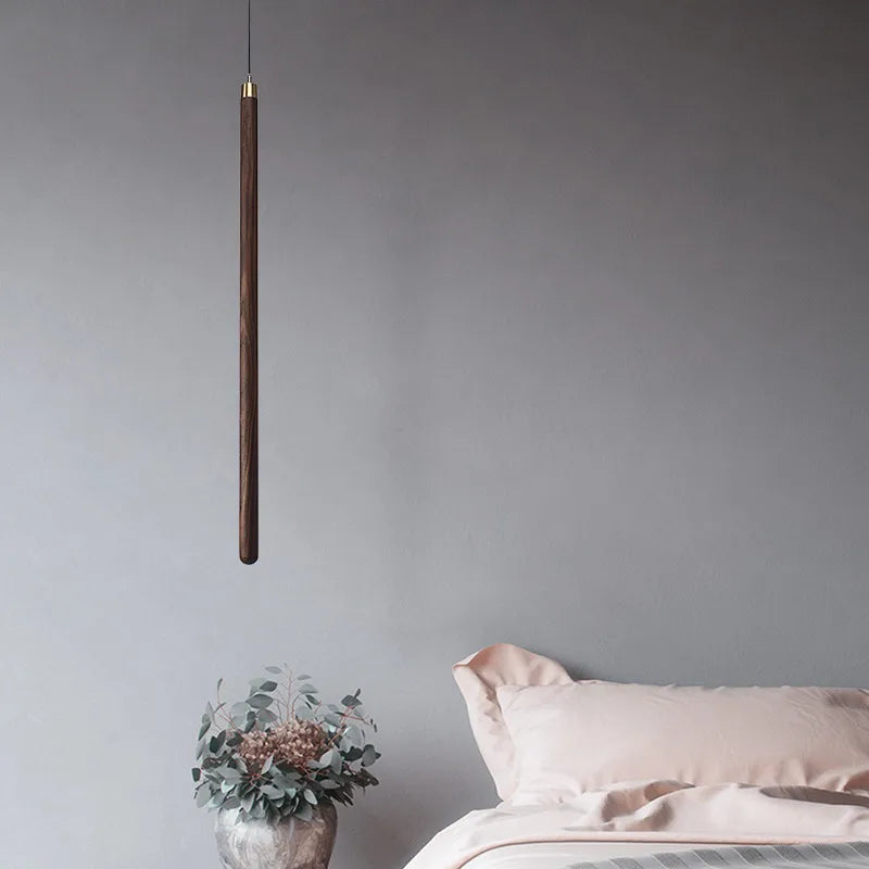 Nordic Style Led Long Strip Solid Wood Pendant Lights Bedroom Bedside Hanging Lamp Fashion Design Living Room Ceiling Lights
