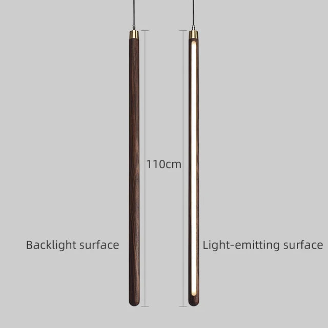 Nordic Style Led Long Strip Solid Wood Pendant Lights Bedroom Bedside Hanging Lamp Fashion Design Living Room Ceiling Lights
