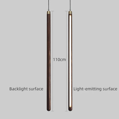 Nordic Style Led Long Strip Solid Wood Pendant Lights Bedroom Bedside Hanging Lamp Fashion Design Living Room Ceiling Lights