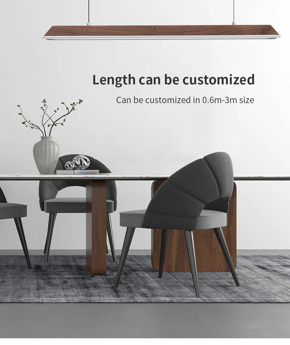 Wooden Pendant Light LED Large Wide Surface Alloy Pendant Lamp Long Strip Lighting Trapezoidal Design for Bar Kitchen Diningroom