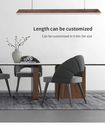 Wooden Pendant Light LED Large Wide Surface Alloy Pendant Lamp Long Strip Lighting Trapezoidal Design for Bar Kitchen Diningroom