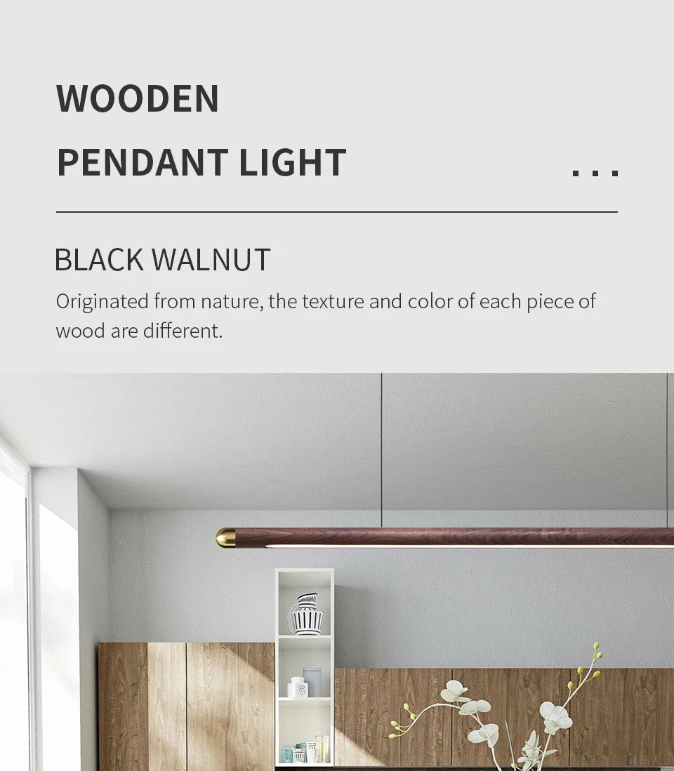 Modern Copper Circular Corner Design Pendant Lights Restaurant Office Dining Room Nordic Style Black Walnut LED Pendant Lamps