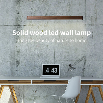 Solid Wood LED Wall Lamp Modern Black Walnut Finland Pine Living Room Bedroom Restaurant Hotel Japan Style Lighting