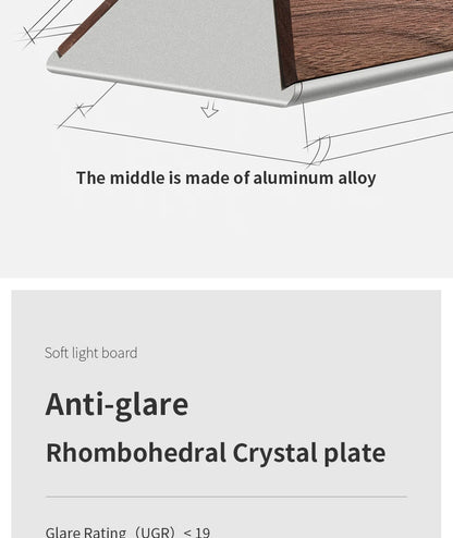 Wooden Pendant Light LED Large Wide Surface Alloy Pendant Lamp Long Strip Lighting Trapezoidal Design for Bar Kitchen Diningroom