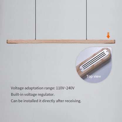 Nordic Wood LED Pendant Lights Modern Oval Long Strip Ceiling Lamp for Restaurant Bar Office Kitchen Dining Living Room