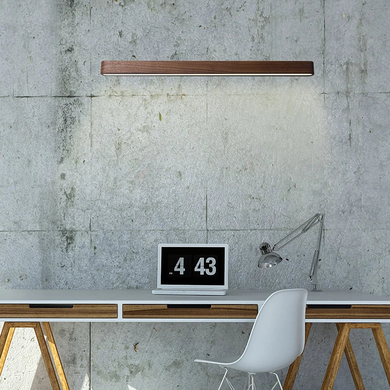 Solid Wood LED Wall Lamp Modern Black Walnut Finland Pine Living Room Bedroom Restaurant Hotel Japan Style Lighting