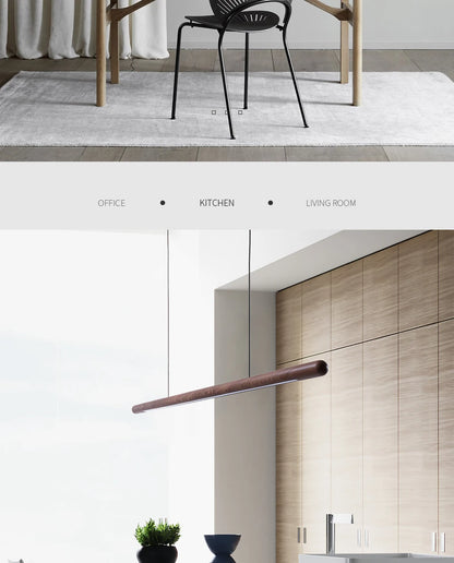 Nordic Solid Wood LED Pendant Lamp Bedroom Kitchen Light Hanging Circular Long Strip Modern Lights for Living Dining Room
