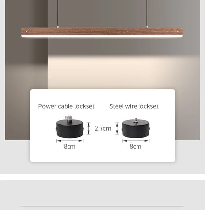 Customized 3m Length Solid Wood LED long Hang Lamp industrial style office bar Kitchen living room Alloy Pendant Light