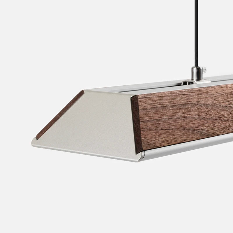 Wooden Pendant Light LED Large Wide Surface Alloy Pendant Lamp Long Strip Lighting Trapezoidal Design for Bar Kitchen Diningroom