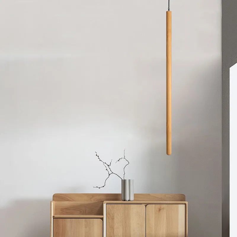 Nordic Style Led Long Strip Solid Wood Pendant Lights Bedroom Bedside Hanging Lamp Fashion Design Living Room Ceiling Lights