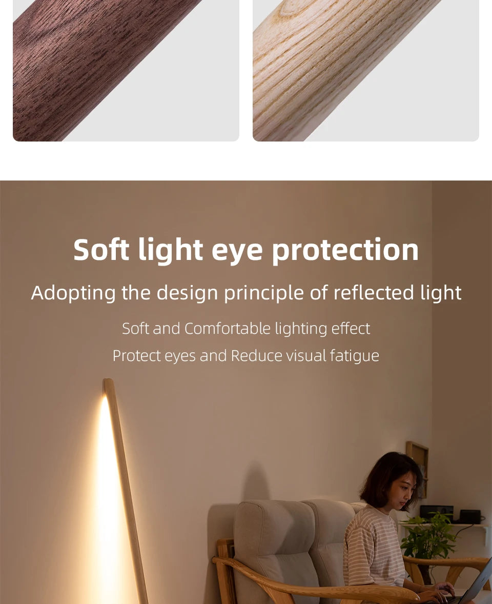 Nordic Black Walnut European Ash Stay Against Wall Floor Lamp Design Bedroom Bedside Living Room Sofa LED Atmosphere Lamp