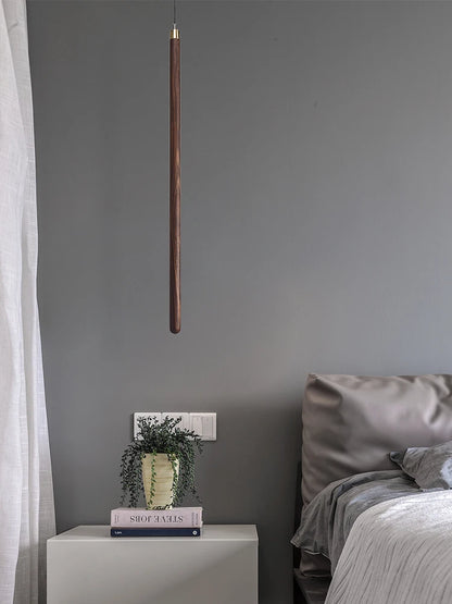 Nordic Style Led Long Strip Solid Wood Pendant Lights Bedroom Bedside Hanging Lamp Fashion Design Living Room Ceiling Lights