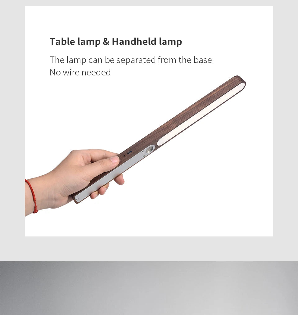 Noble Wood Table Lamp 360° Rotating USB Cable Charging Portable with Magnet Reading Lamps for Bedroom Living Room LED Desk Light