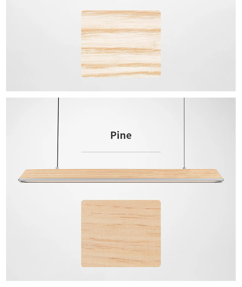 Wooden Pendant Light LED Large Wide Surface Alloy Pendant Lamp Long Strip Lighting Trapezoidal Design for Bar Kitchen Diningroom