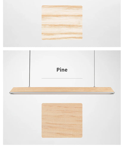 Wooden Pendant Light LED Large Wide Surface Alloy Pendant Lamp Long Strip Lighting Trapezoidal Design for Bar Kitchen Diningroom