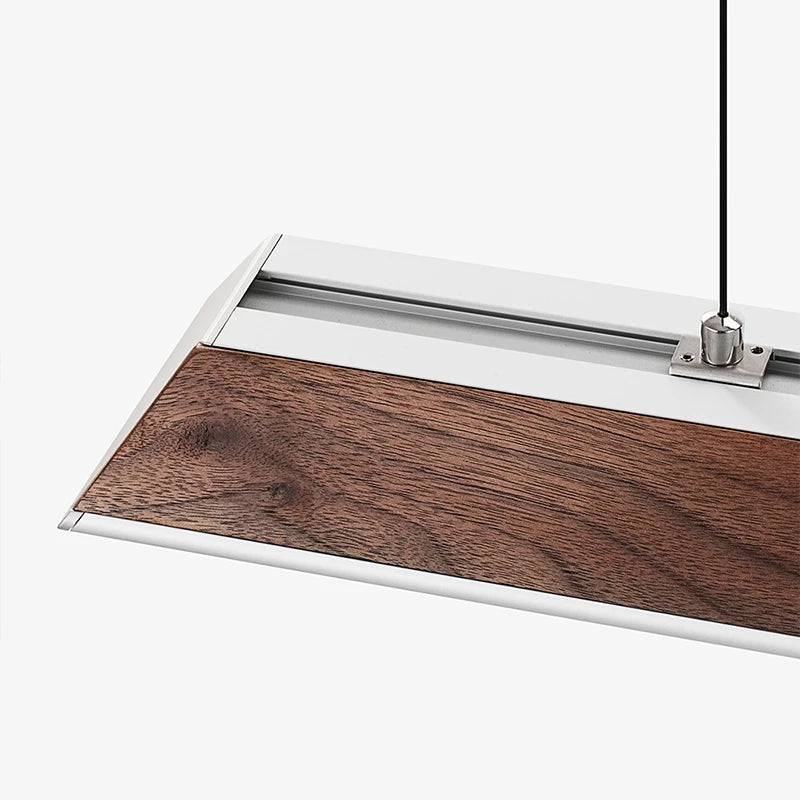 Wooden Pendant Light LED Large Wide Surface Alloy Pendant Lamp Long Strip Lighting Trapezoidal Design for Bar Kitchen Diningroom