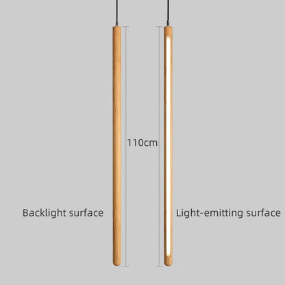 Nordic Style Led Long Strip Solid Wood Pendant Lights Bedroom Bedside Hanging Lamp Fashion Design Living Room Ceiling Lights