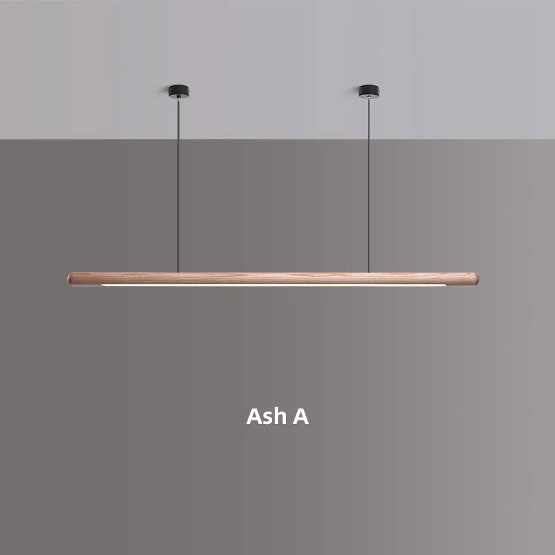 Nordic Solid Wood LED Pendant Lamp Bedroom Kitchen Light Hanging Circular Long Strip Modern Lights for Living Dining Room