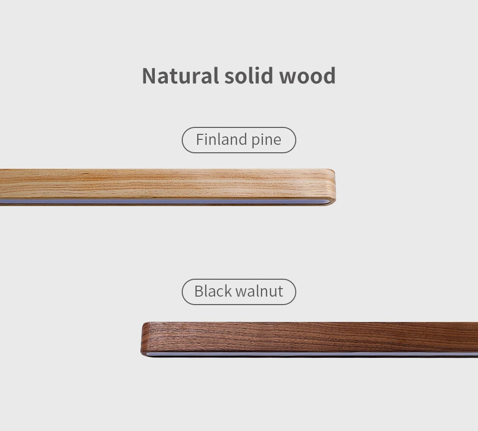 Solid Wood LED Wall Lamp Modern Black Walnut Finland Pine Living Room Bedroom Restaurant Hotel Japan Style Lighting
