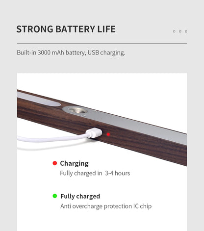 Noble Wood Table Lamp 360° Rotating USB Cable Charging Portable with Magnet Reading Lamps for Bedroom Living Room LED Desk Light