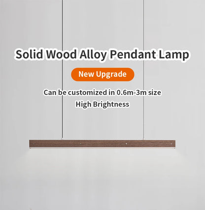 Customized 3m Length Solid Wood LED long Hang Lamp industrial style office bar Kitchen living room Alloy Pendant Light