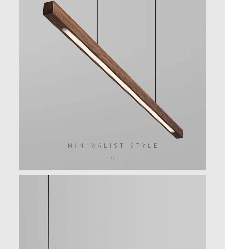Nordic Wood Pendant Lights LED Modern Hanging Lamps for Dining Living Room Kitchen Office Shop Long Strip Celling Lamp