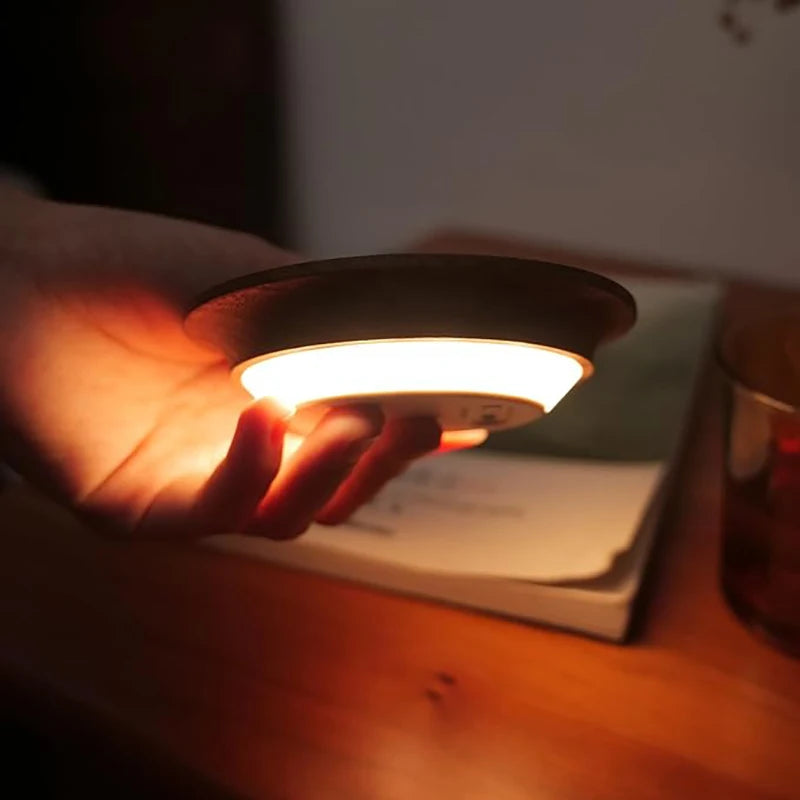Motion Sensor Night Light Wood USB Rechargeable Stick-On Step Lights Magnetic Wall Lights for Hallway Bedroom Living Room Stair