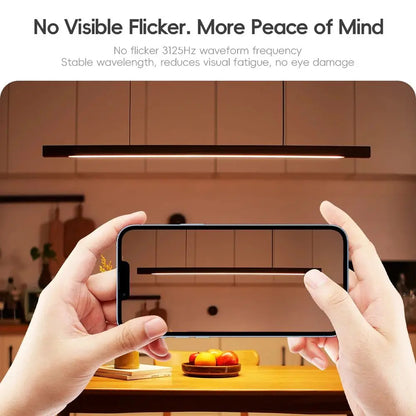 LED Hand Sweep Sensor Pendant Light Black Walnut Wood Modern Hanging Lamps for Dining Living Room Kitchen Office Celling Lamp