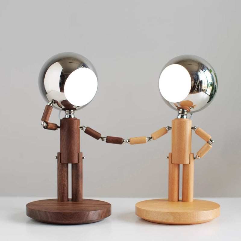 Creative Moon Standing Wood Lamp Robot Table Lamp Touch Atmosphere Light