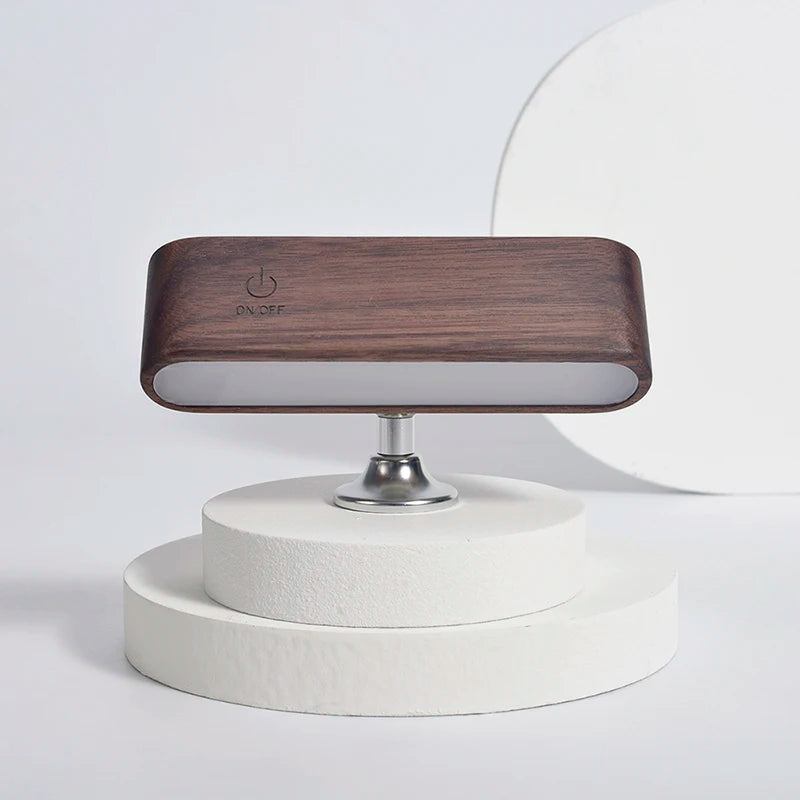 LED Beech Wood Magnetic Rechargeable Night Lights 360° Rotatable Portable Black Walnut Bedroom Wall Bedside Reading Table Lamp