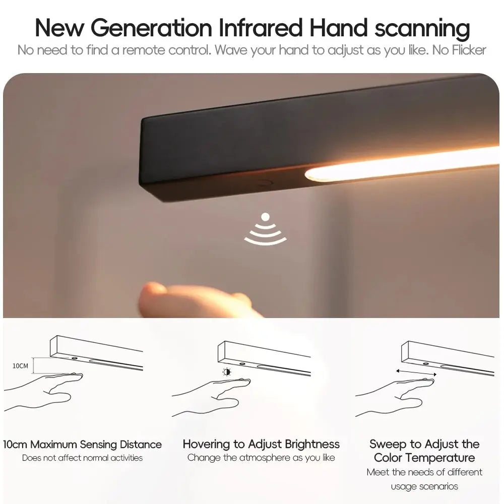 LED Hand Sweep Sensor Pendant Light Black/White Wood Hand Scan Hanging Lamps Pine Material