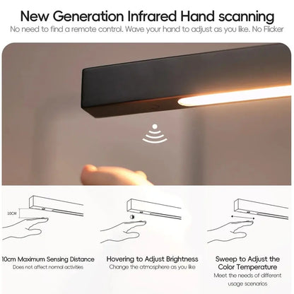 LED Hand Sweep Sensor Pendant Light Black/White Wood Hand Scan Hanging Lamps Pine Material