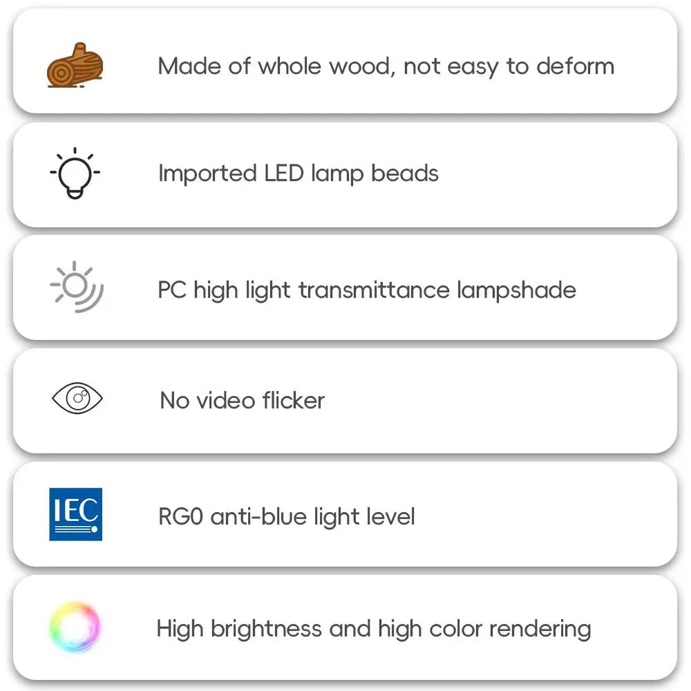 LED Hand Sweep Sensor Pendant Light Black/White Wood Hand Scan Hanging Lamps Pine Material