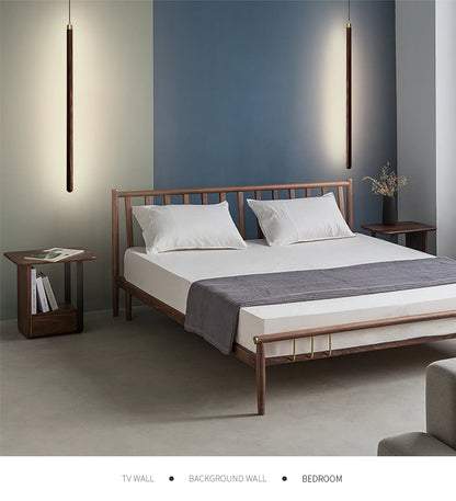 Nordic Style Led Long Strip Solid Wood Pendant Lights Bedroom Bedside Hanging Lamp Fashion Design Living Room Ceiling Lights