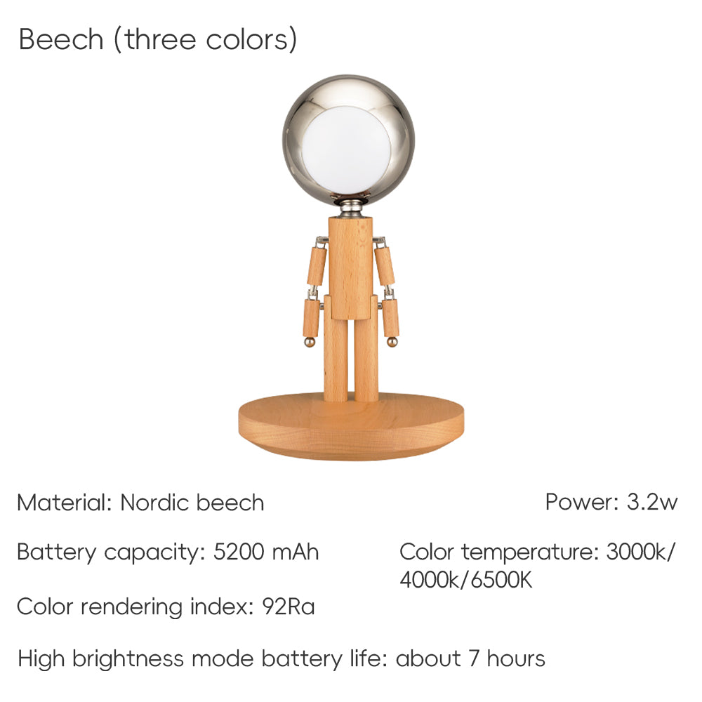 Creative Moon Standing Wood Lamp Robot Table Lamp Touch Atmosphere Light