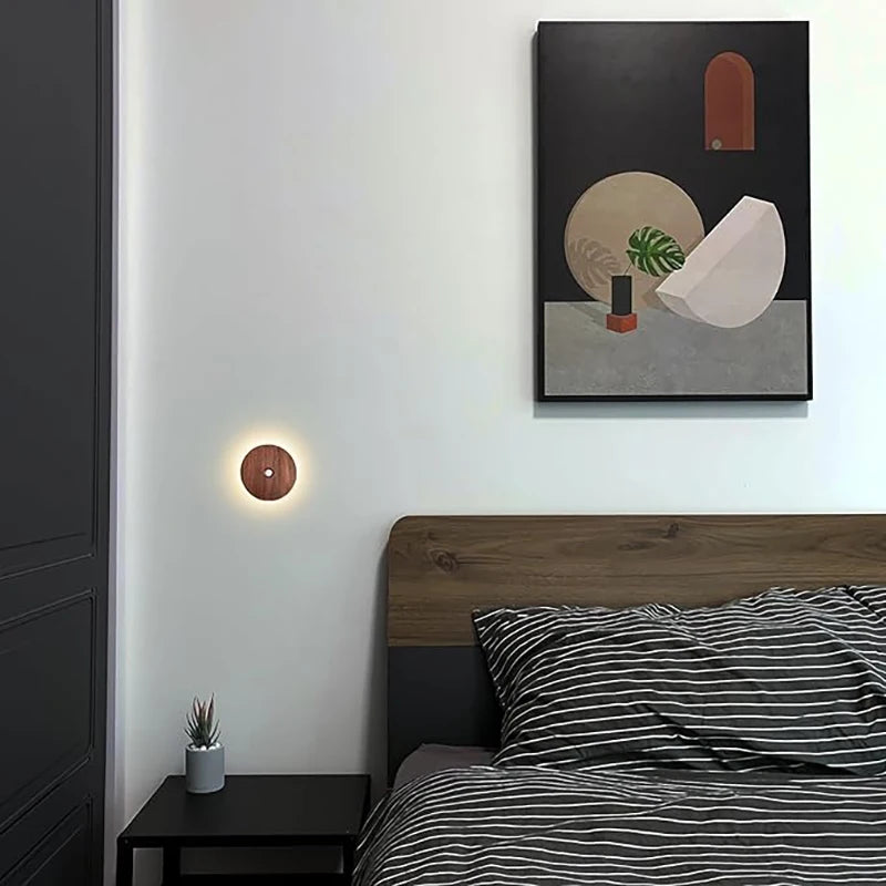 Motion Sensor Night Light Wood USB Rechargeable Stick-On Step Lights Magnetic Wall Lights for Hallway Bedroom Living Room Stair