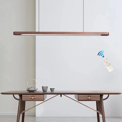 Nordic Wood LED Pendant Lights Modern Oval Long Strip Ceiling Lamp for Restaurant Bar Office Kitchen Dining Living Room