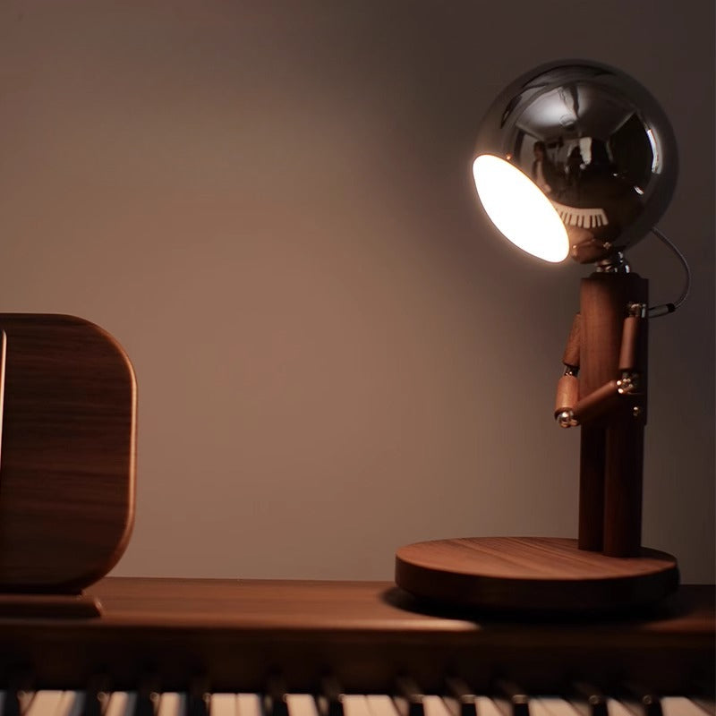 Creative Moon Standing Wood Lamp Robot Table Lamp Touch Atmosphere Light