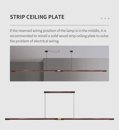 220cm Extended Luxury Modern LED Solid Wood Pendant Lights Long Strip Hang lamp Dining Room Nordic Black Walnut Pendant Lamps