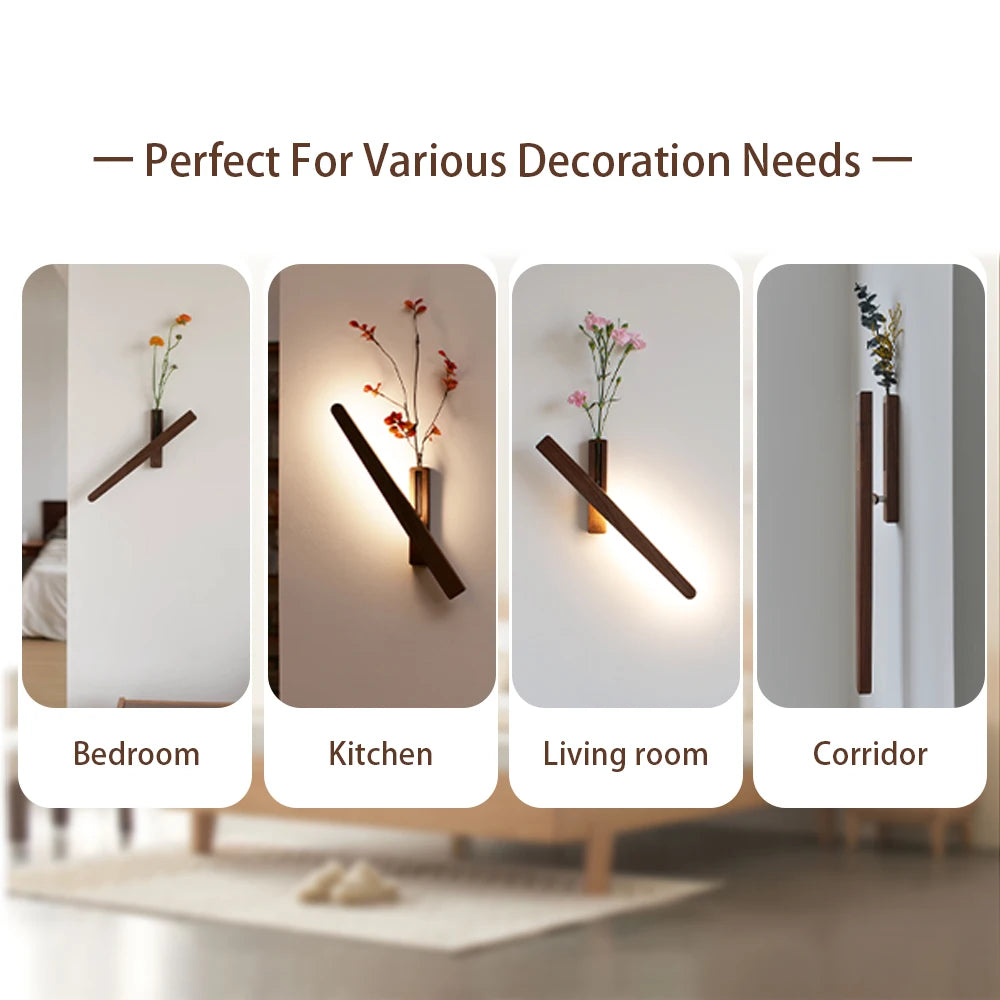 LED Wood Flower Wall Lamp Magnetic Night Light 360° Rotation Rechargeable Room Decoration Wood Flower Atmosphere Wall Lamp