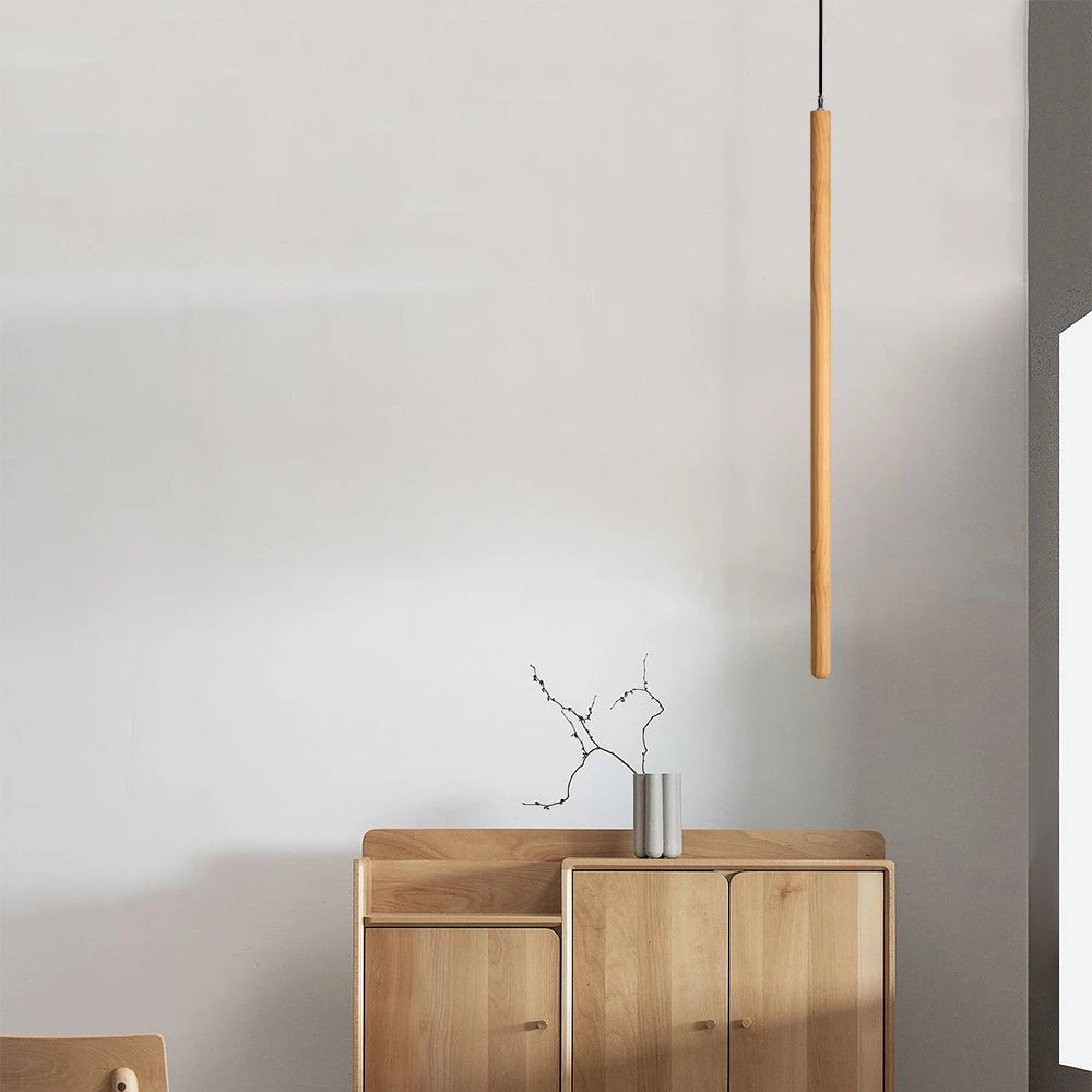 Nordic Style Led Long Strip Solid Wood Pendant Lights Bedroom Bedside Hanging Lamp Fashion Design Living Room Ceiling Lights