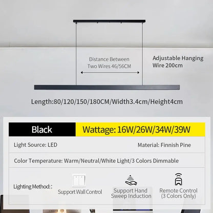 LED Hand Sweep Sensor Pendant Light Black/White Wood Hand Scan Hanging Lamps Pine Material