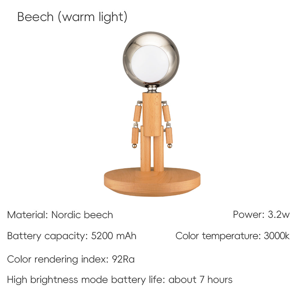 Creative Moon Standing Wood Lamp Robot Table Lamp Touch Atmosphere Light